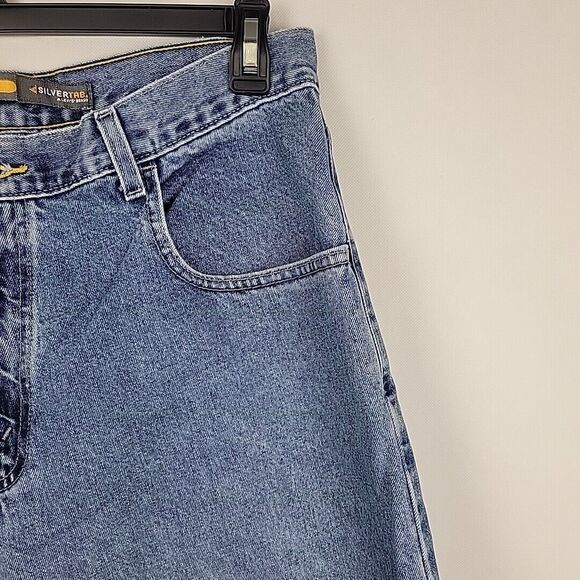 VTG Levis Silvertab Jeans Mens 34x34 Blue Baggy Fit Skater Y2K Denim Streetwear - Picture 3 of 9